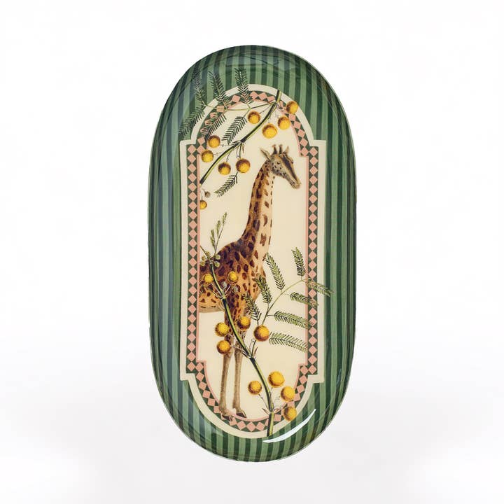 Roomytown - Wholesale Decorative Tray - Oval Enamel Tray - Giraffe0