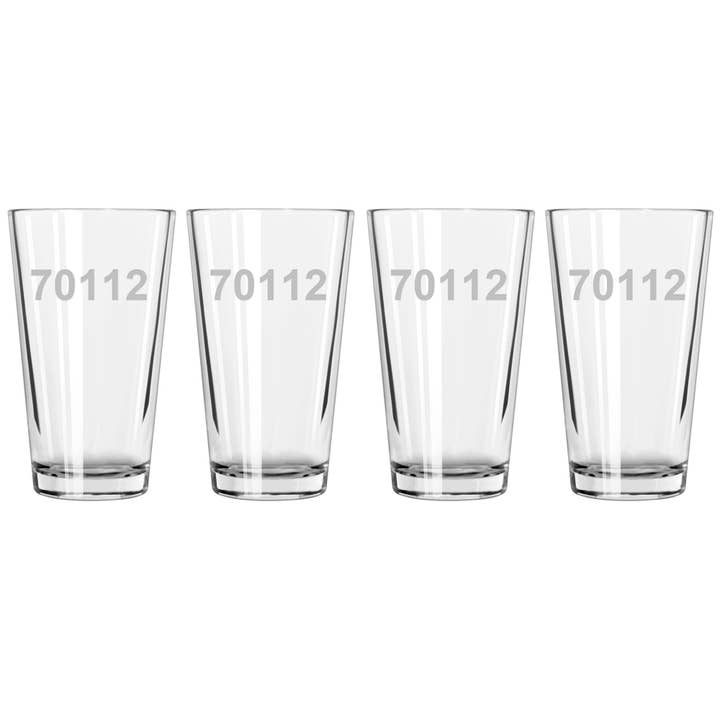 Verre à pinte de bière avec code postal personnalisable pour la vente par Susquehanna Glass Company