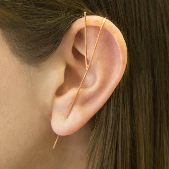 Rose Gold Bar Ear Cuff Earrings for wholesale by Otis Jaxon London
