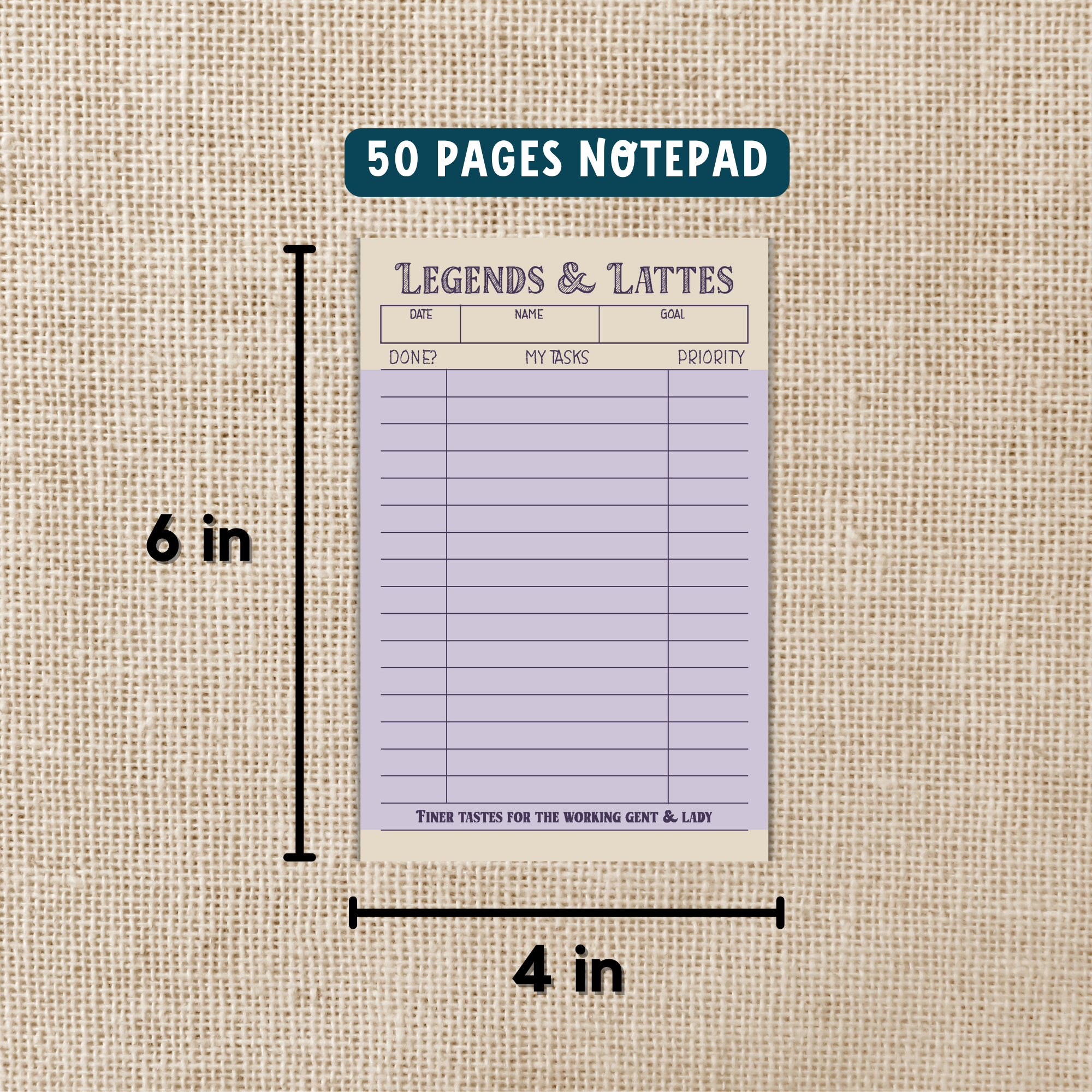 Kingdom of Threads - Wholesale Notepad - Legends & Lattes To-Do List Notepad - 4x6"1