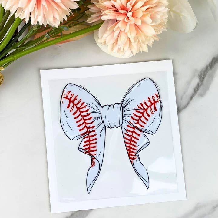 Baseball Bow | 4" UV DTF Decal for wholesale by HKS Custom Designs