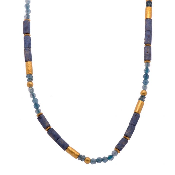 Dumortierite, Topaz, Aquamarine, Iolite 3MM Bracelet, 24K Fair Trade Gold Vermeil for wholesale by Joyla Jewelry