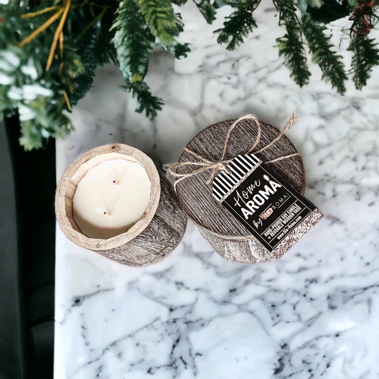 Gia Roma – Großhandel Kerze im Glas / gefüllte Kerze – Einzigartige Kerzen – Wiederverwendbares Paulownia-Holzgefäß mit Deckel12