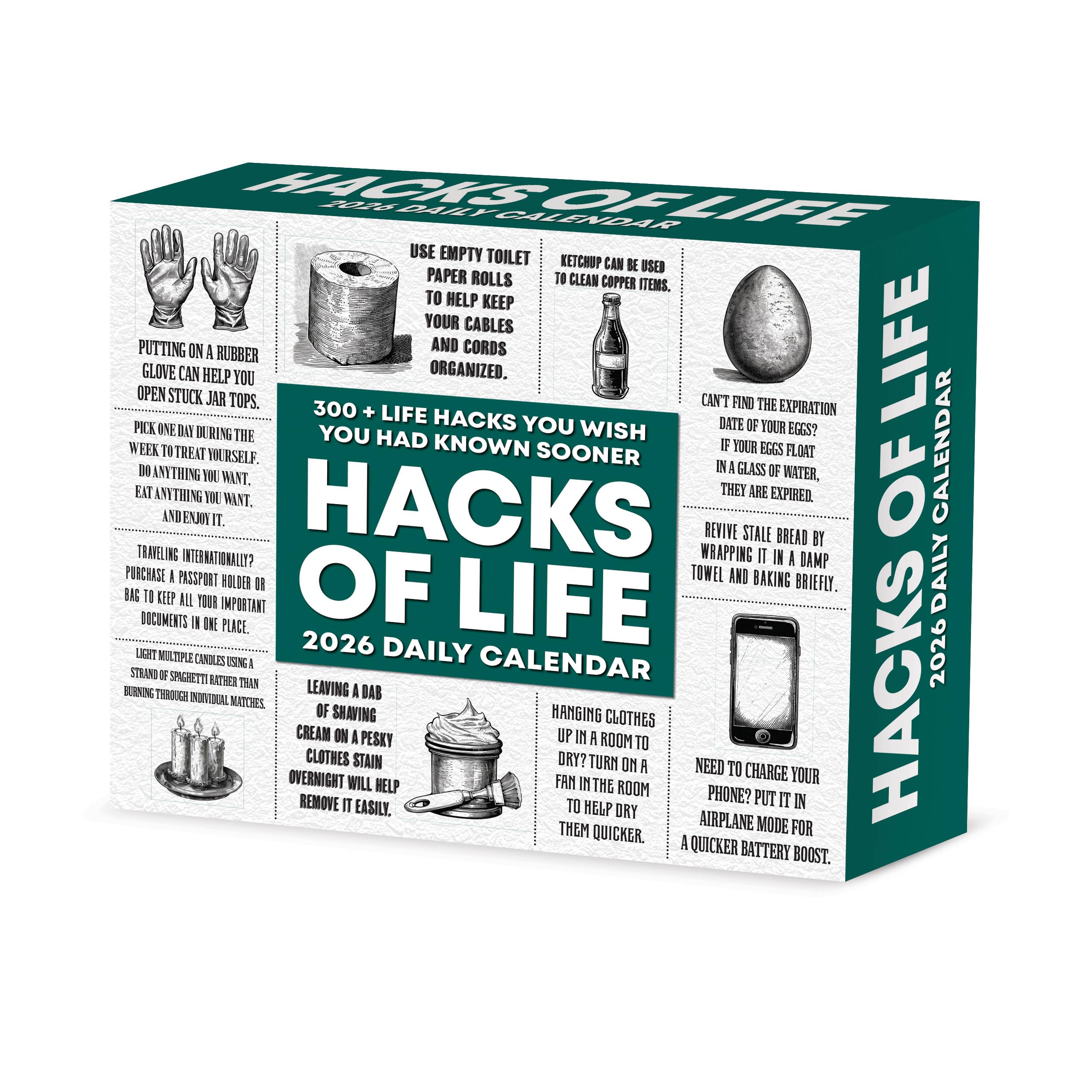 Willow Creek Press & Gifts - Wholesale Calendar - Hacks of Life 2026 Box Calendar - Daily Humor Desktop2