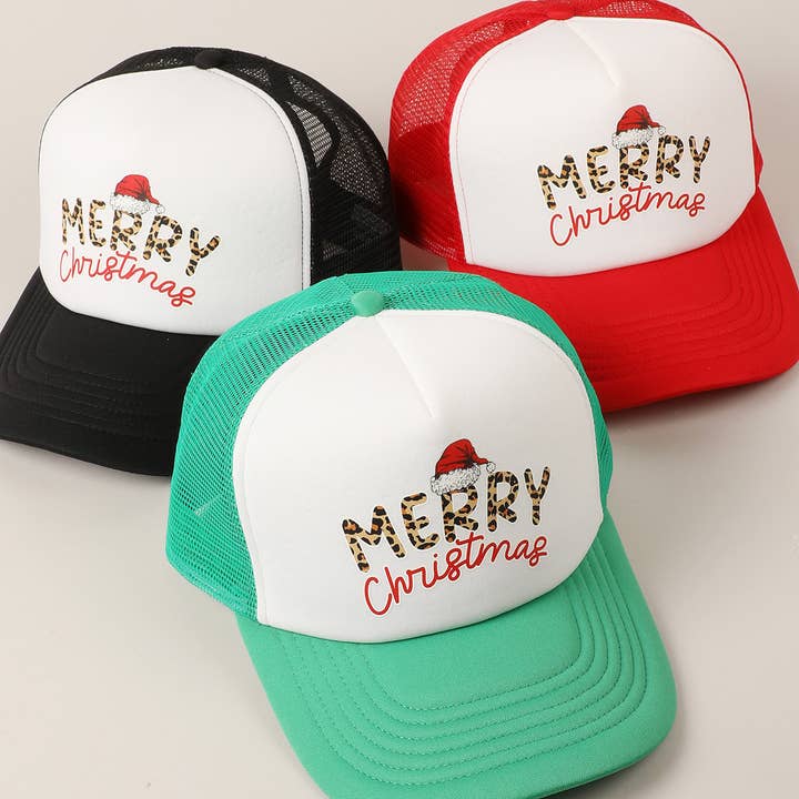 Fashion City - Wholesale Baseball Cap - Unisex - Merry Christmas Fun Text Mesh Back Trucker Hat14