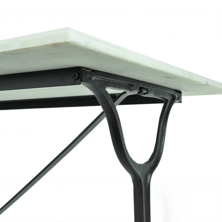 BONNECAZE - Wholesale Patio Table - White Italian Carrara Marble French Bistro Table, 40" x 24" Rectangle