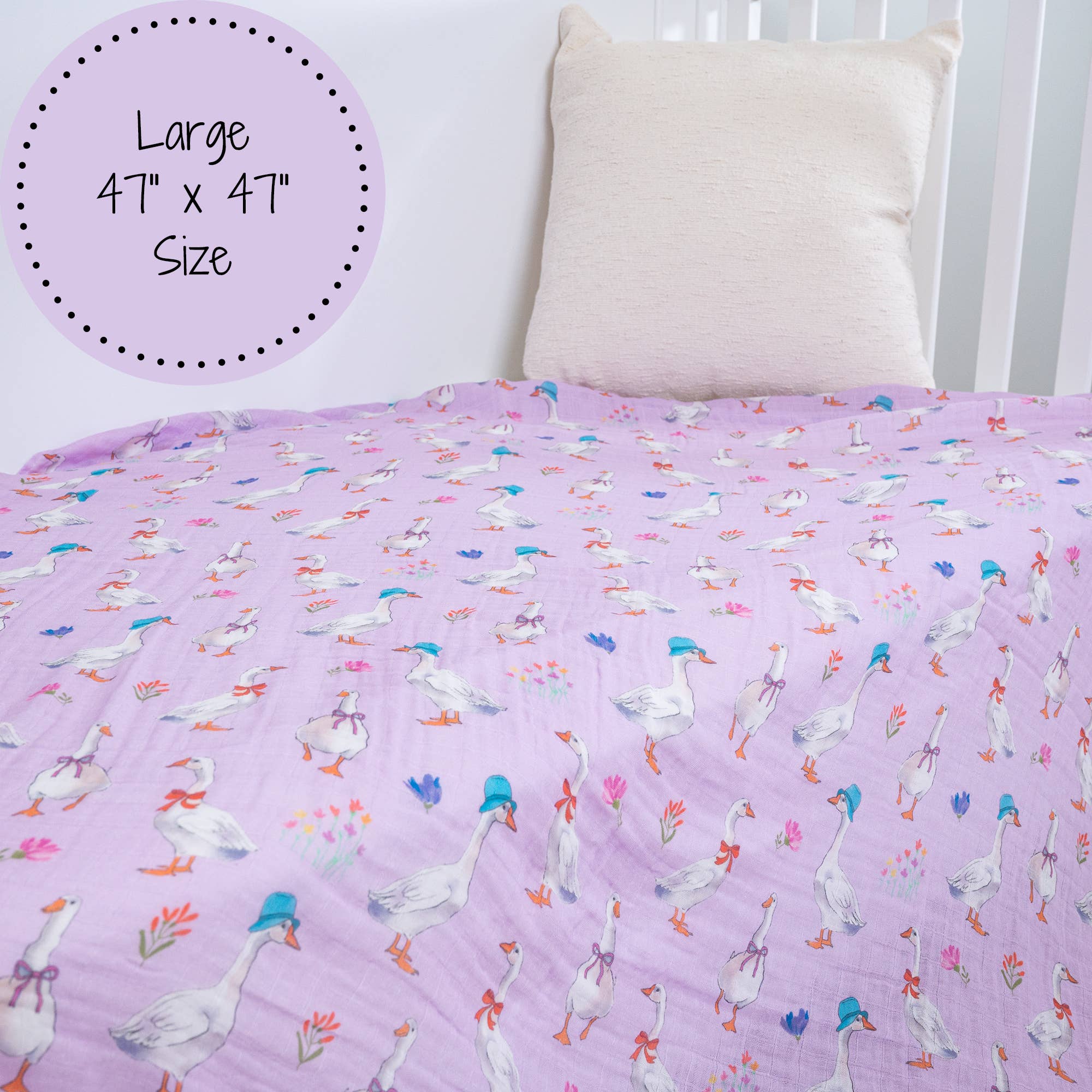 LollyBanks – wholesale Swaddle – Baby – Cute Goose Baby 100% Cotton Muslin Swaddle Blanket4