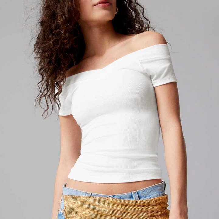 HIDDENBRAND - Wholesale Knit Top - Women's - Slim Solid Color Bottom Shirt T-Shirt