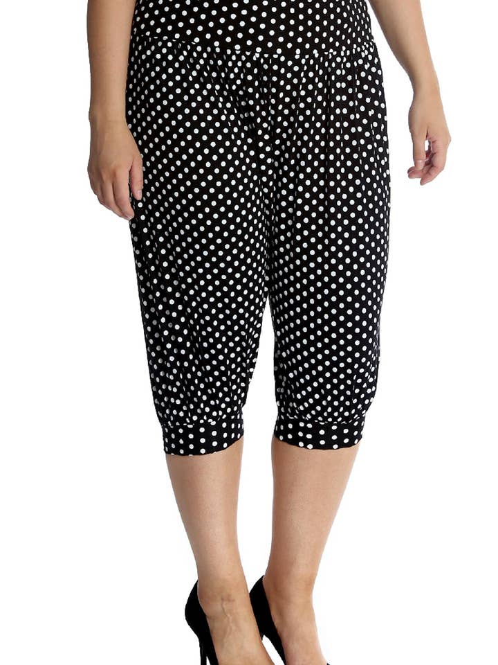 Pantalon sarouel à pois raccourci 7090 pour la vente par NOUVELLE