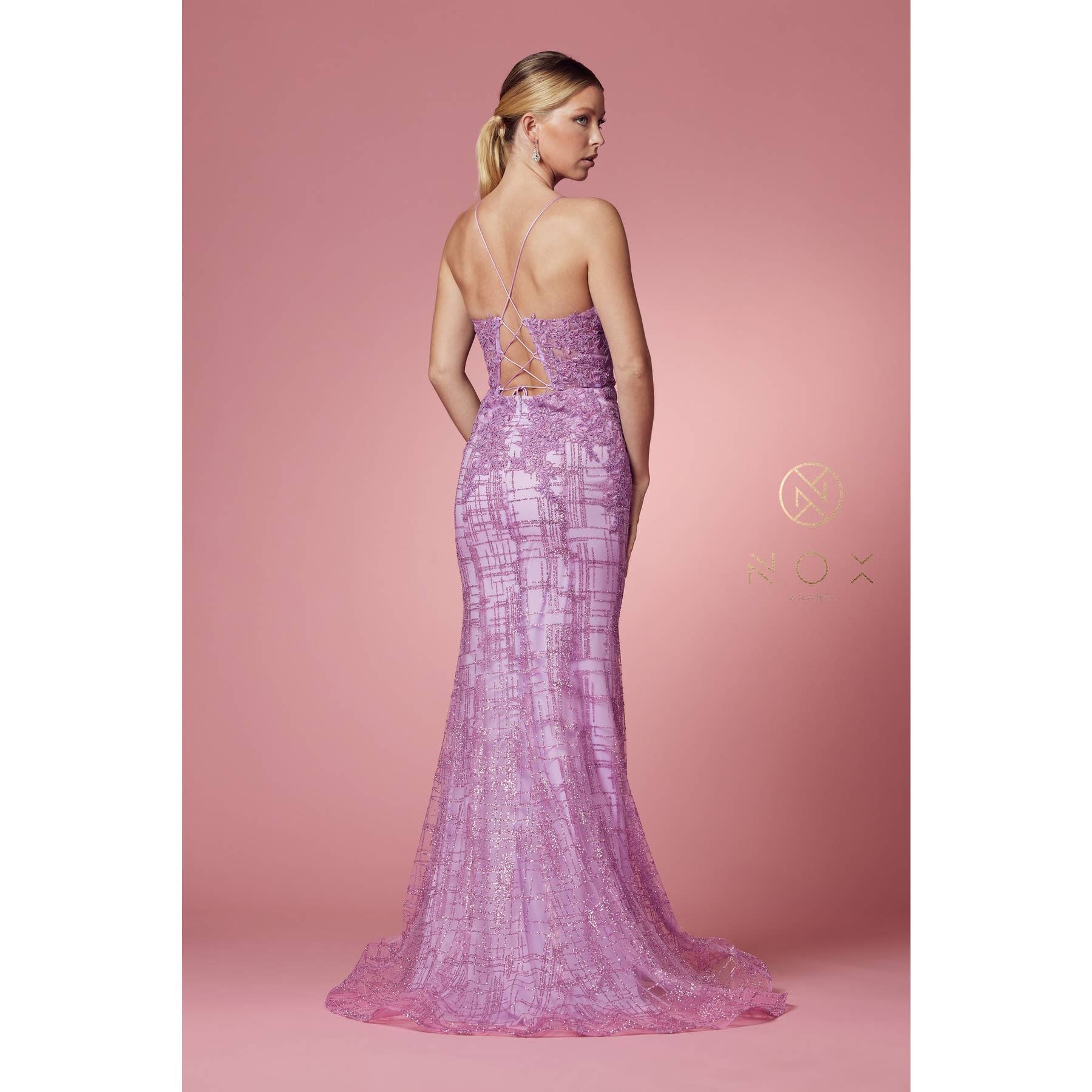 Noxanabel - Wholesale Formele jurk - Dames - Glamoureuze Glinsterende V-Hals Damesjurk R282-112