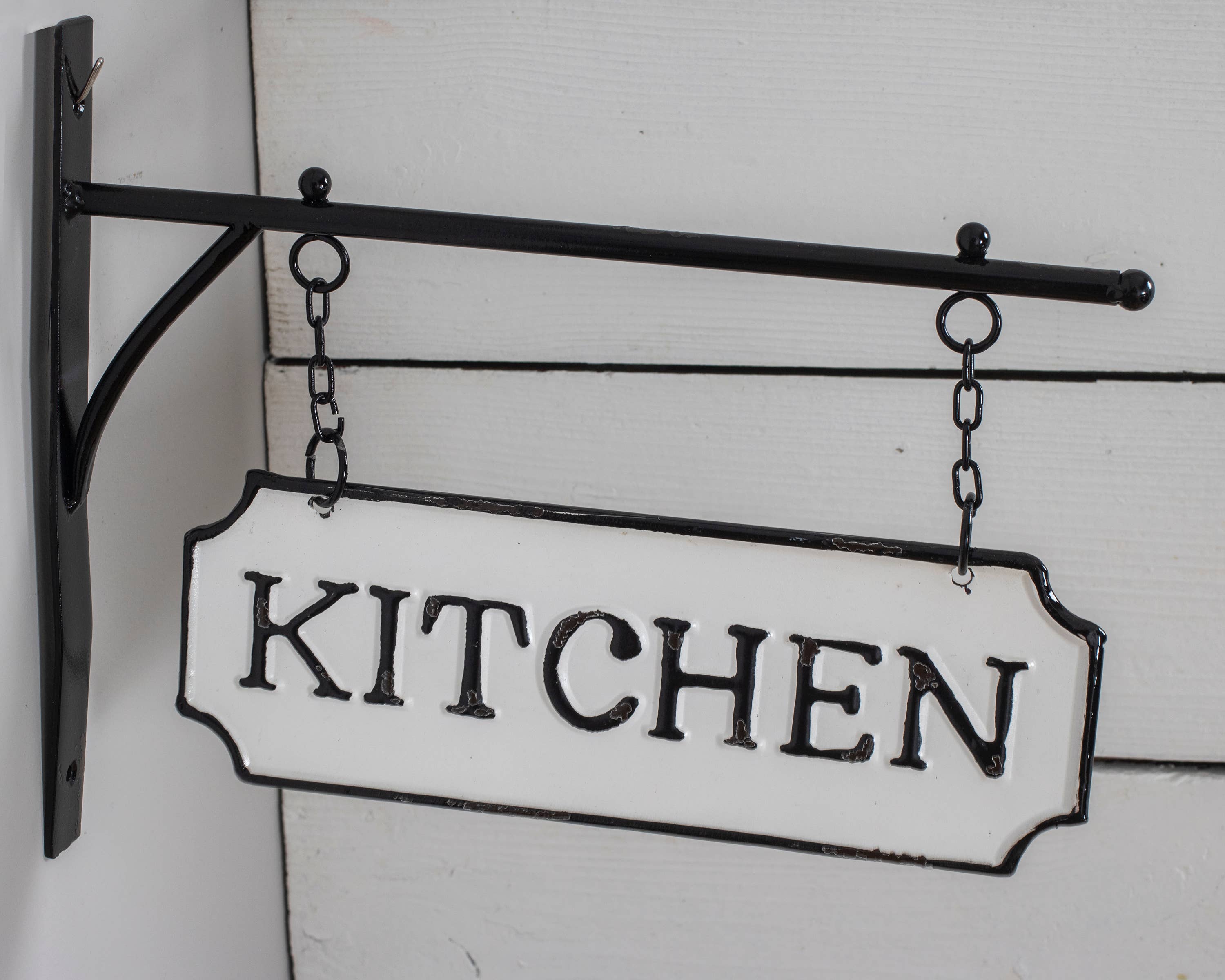 Foreside Home & Garden - Wholesale Sign - White Black Farmhouse Enamel Kitchen Wall Sign on Hanger5