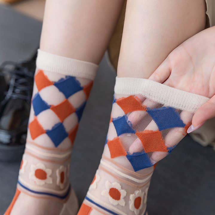 Funkyrel® Atzbranding Limited - Wholesale Socks - Women's - Rufia Mesh Socks for Women - Cool and Fashionable | 5 Pairs