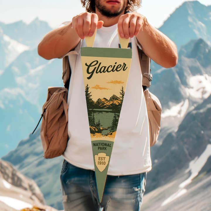 Bandeirola de Feltro do Parque Nacional Glacier Montana por atacado de Benoit's Design Co.