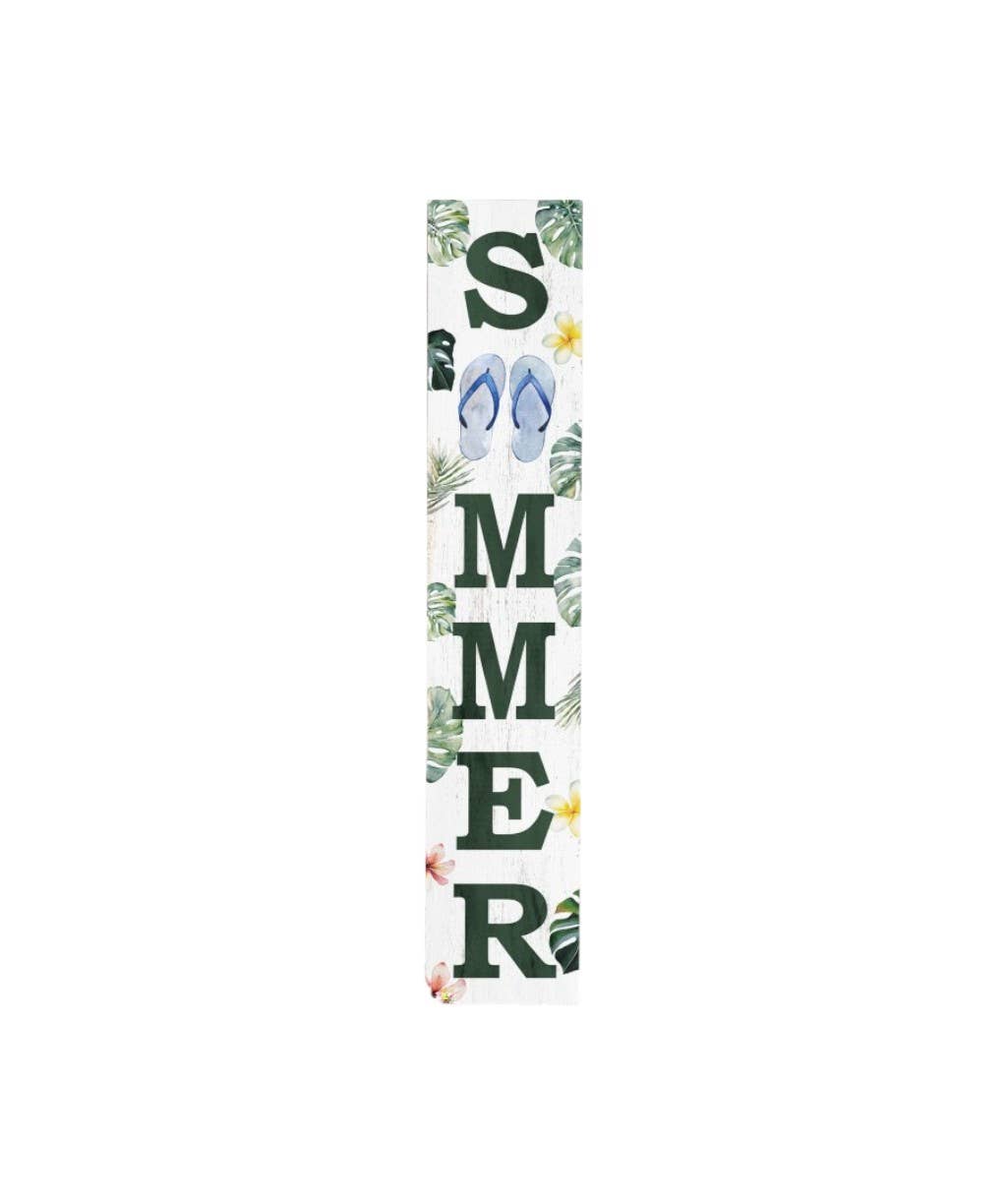 HomeRoots - Wholesale Garden tool - 48" White And Green Solid Wood Summer Porch Sign