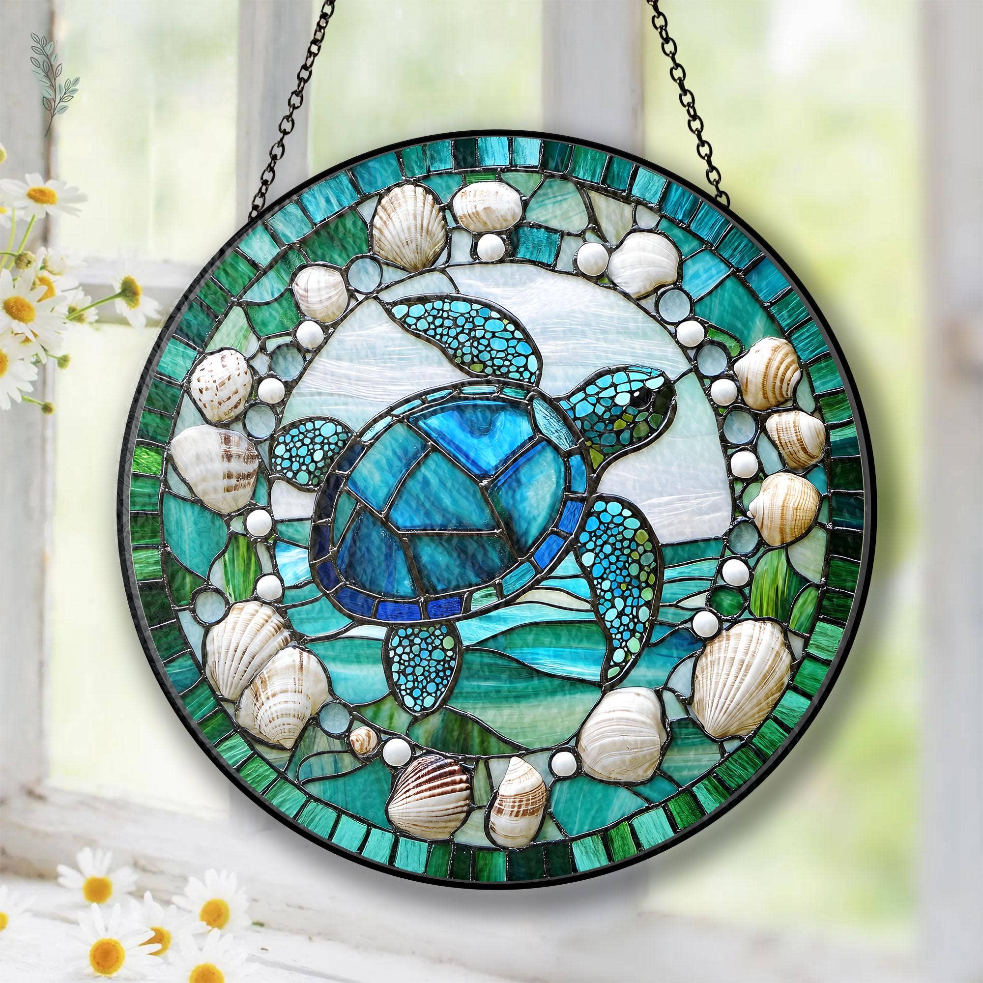 NVC Ecommerce LLC – Engroshandel Solfanger – Havskildpadde farvet glas solfanger, strandpynt2