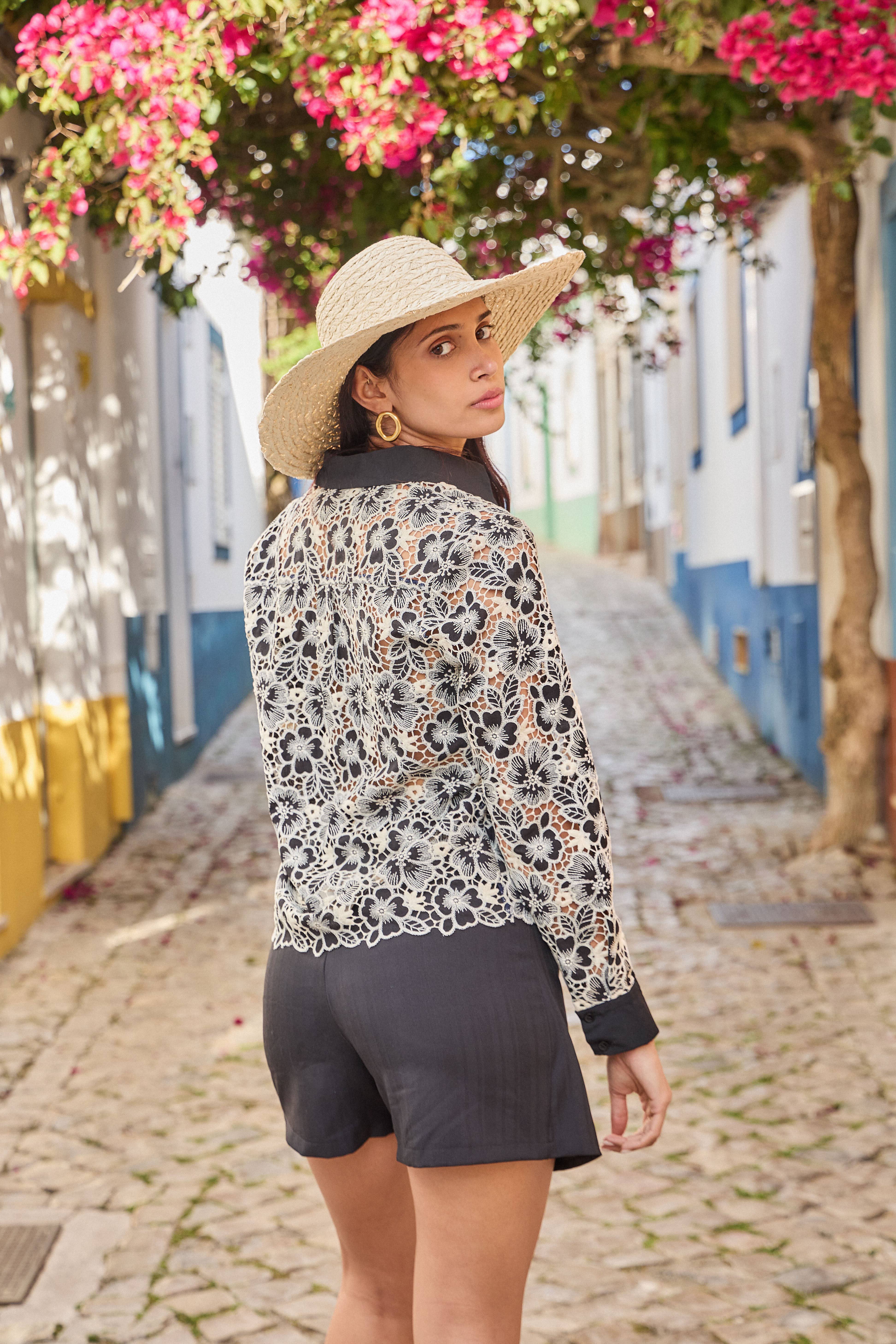 LULUMARY - Vente Chemise à col boutonné – femme - Chemise en dentelle CH36218