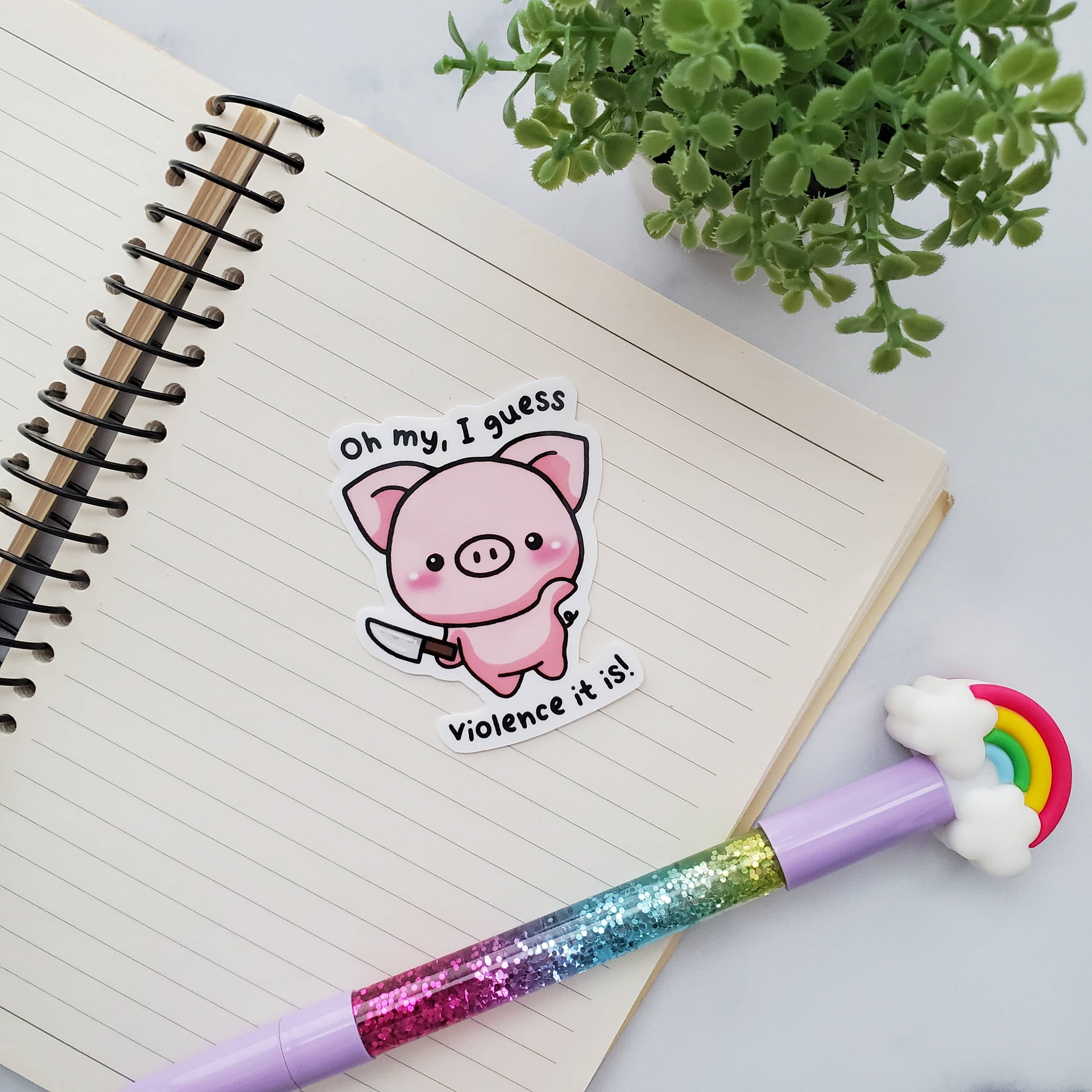 Muijistudio - Wholesale Sticker - Violent Piggy Vinyl Sticker | Aggressive Cute Kawaii Pig1