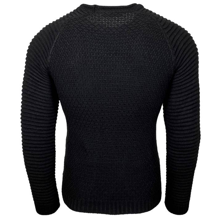 SUBLIMINAL MODE - Wholesale Knit Sweater - Men's - Men's Large Knit Ribbed Round Neck Sweater