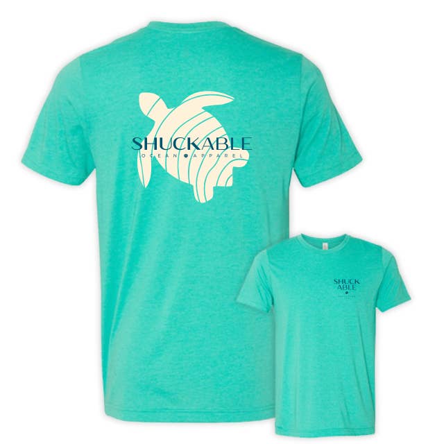 Turtle Tee - Tan and Navy Imprint for wholesale by Shuckable