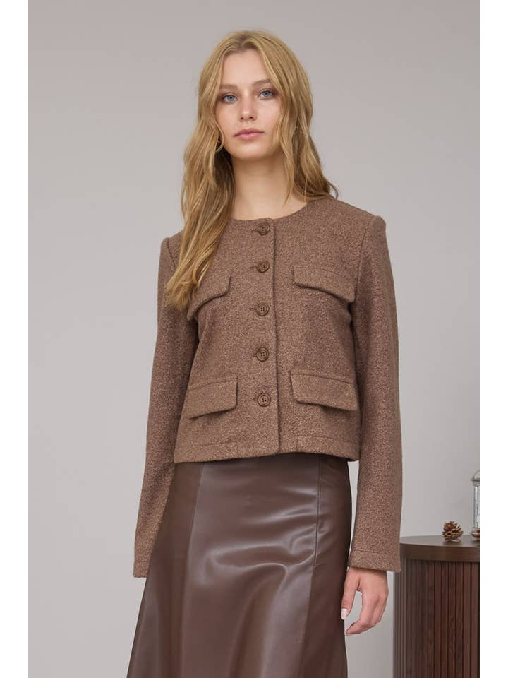 The Workshop Studio - Vente Veste – femme - VESTE EN TWEED UNIE À BOUTONS11