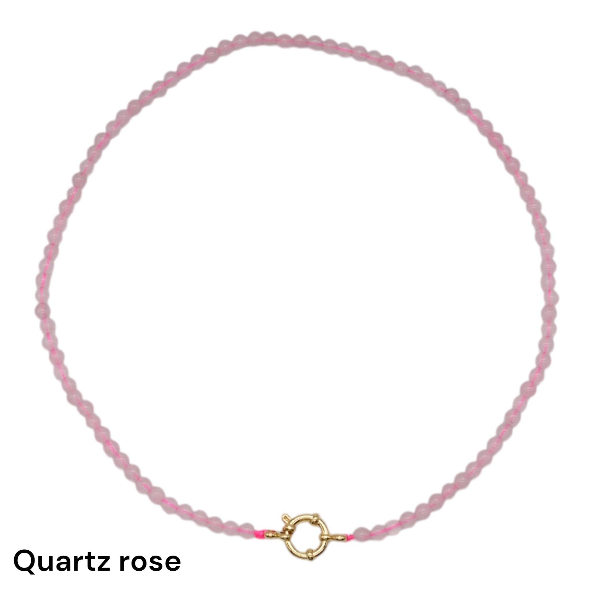 Foliesbijoux - Wholesale Beaded/Pearl Necklace - 43 cm 4 mm necklace with gold-plated stainless steel buoy clasp (20 stones available)20