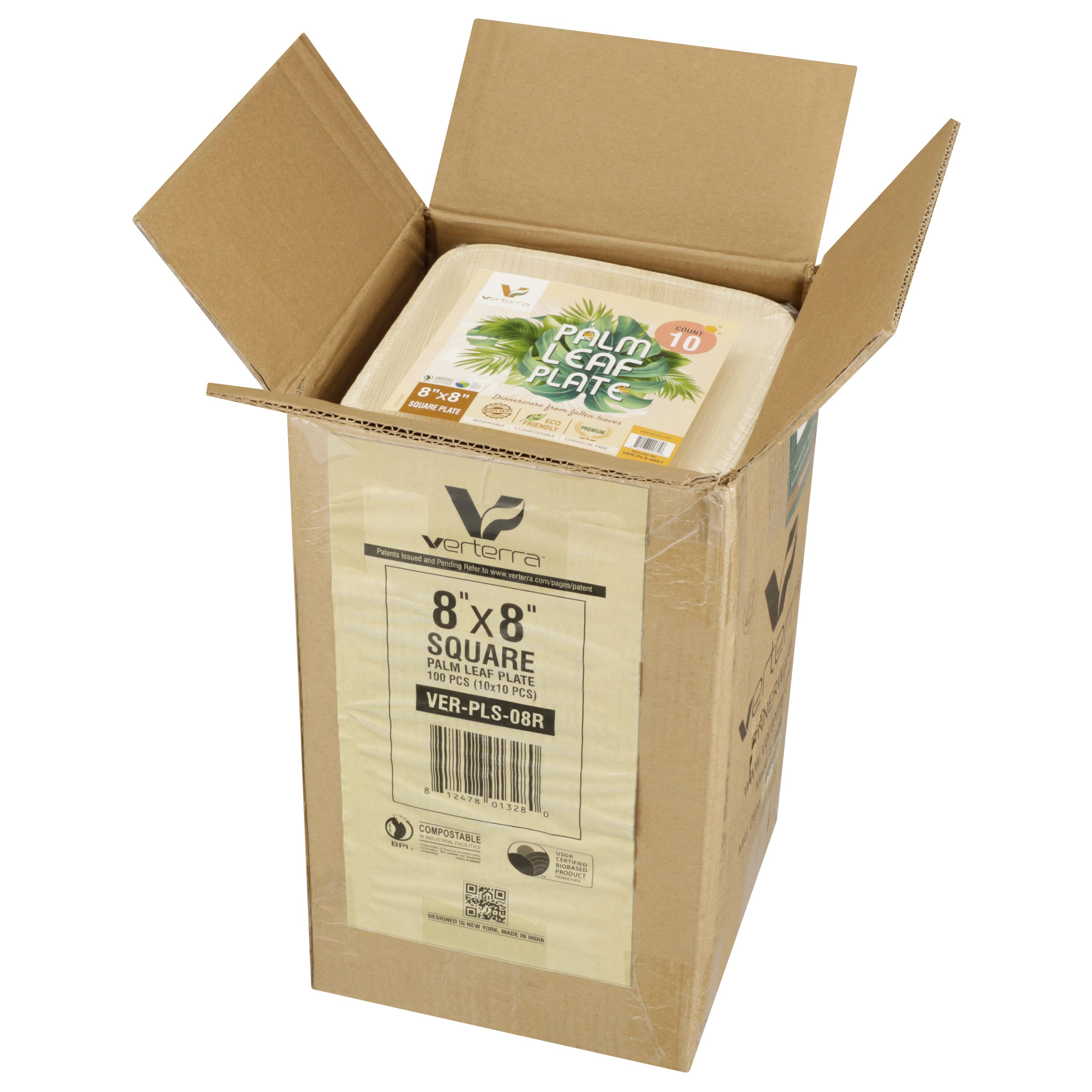 VerTerra Dinnerware - Wholesale Disposable Plate - 8" x 8" VerTerra Square Palm Leaf Plates4