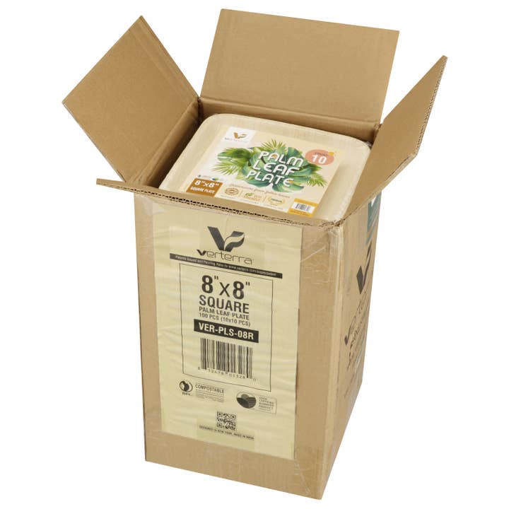 VerTerra Dinnerware – Prato descartável por atacado – Placas de Folha de Palma Quadrada VerTerra 8" x 8"4