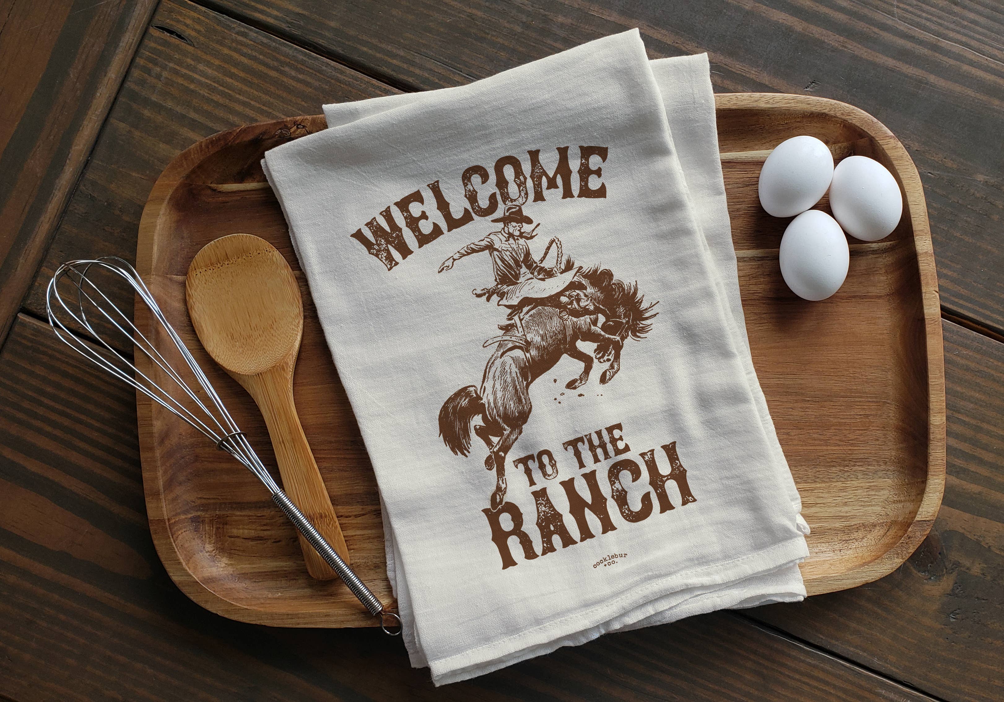 Cocklebur & Co. – wholesale Tea towel – Welcome to the Ranch - Old Fashioned Tea Towel1
