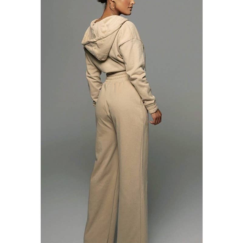 Paperdoll - Wholesale Tracksuit - Women's - Hooded Tracksuit Short Top and Wide Leg Pants 8