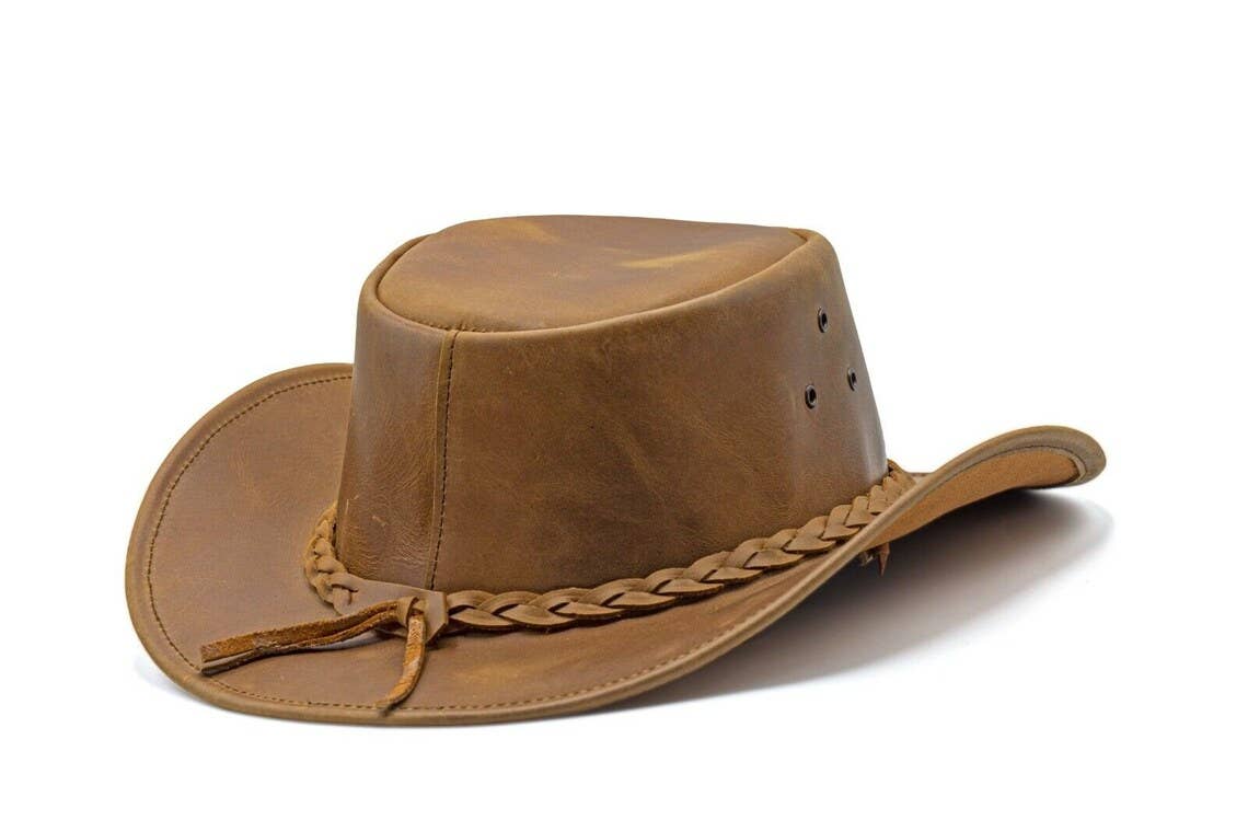 Hadzam - Vendita all'ingrosso Cappello da cowboy - Unisex - Cappello da cowboy Outback in pelle resistente da uomo e donna.5