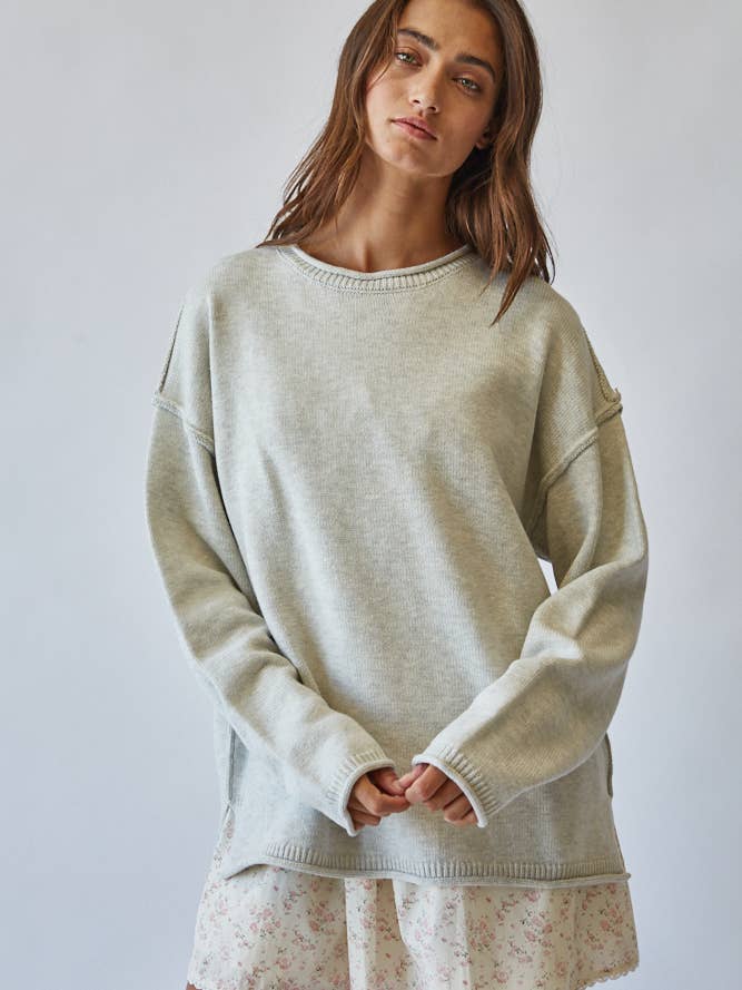 JSW2828-IVORY-Inside Out Roll Neck Pullover Sweater for wholesale by Creamon