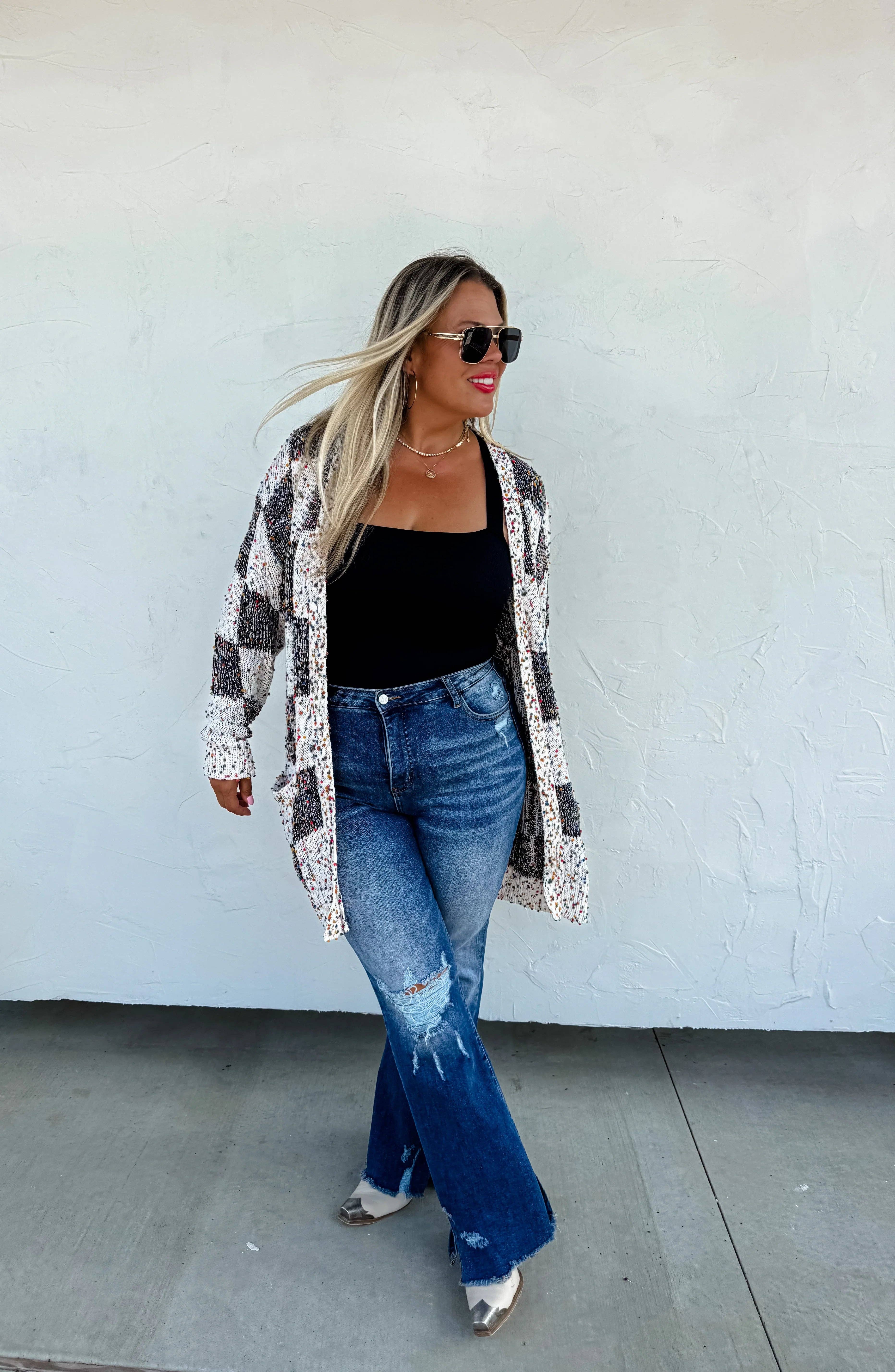 Bella Nova Style Co - Wholesale Cardigan - Women's - PREORDER: Checkered Miley Dot Cardigan in Four Colors3