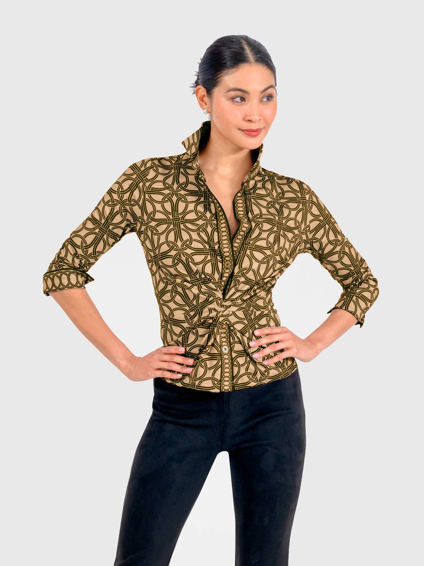 Gretchen Scott LLC – wholesale Buttoned-down shirt – Women's – Twist & Shout Top - Ring Toss5