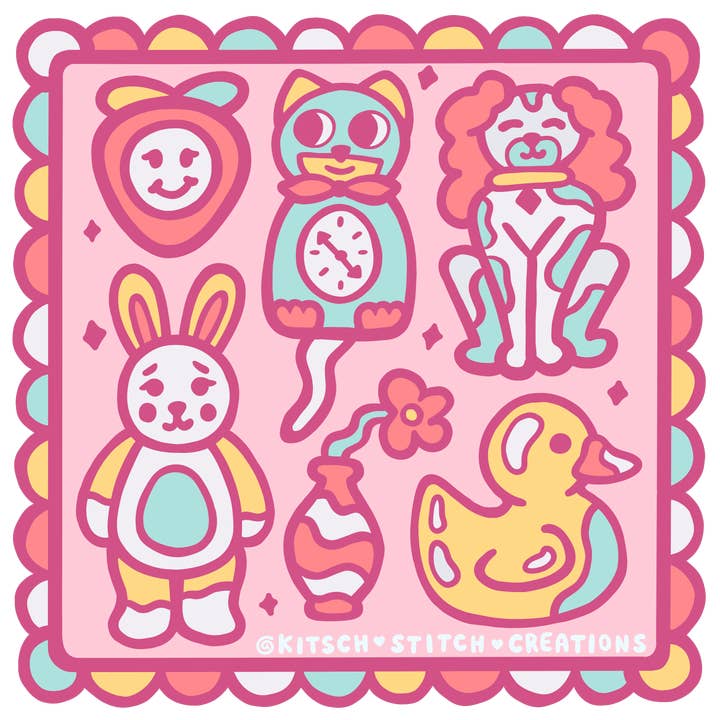Cute Knick Knacks Vinyl Sticker for wholesale by Kitsch Stitch Creations