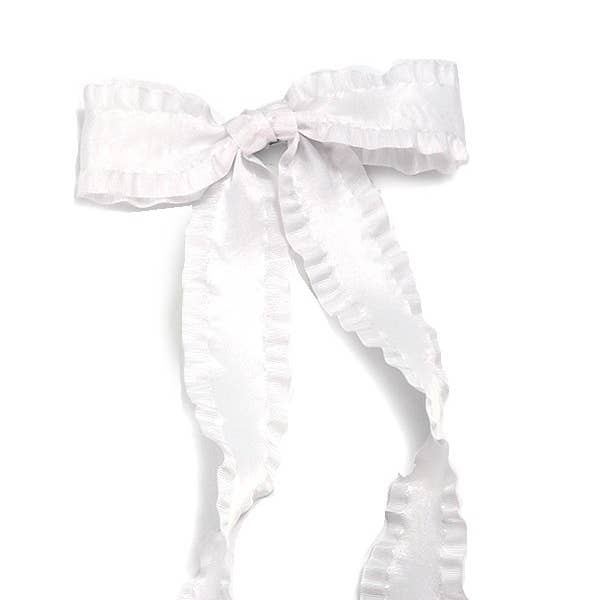 JOSSLYN by wall to wall - Wholesale Hair Clip - Women's - SCALLOPED TRIM SATIN BOW RIBBON HAIR CLIPS | 40H753