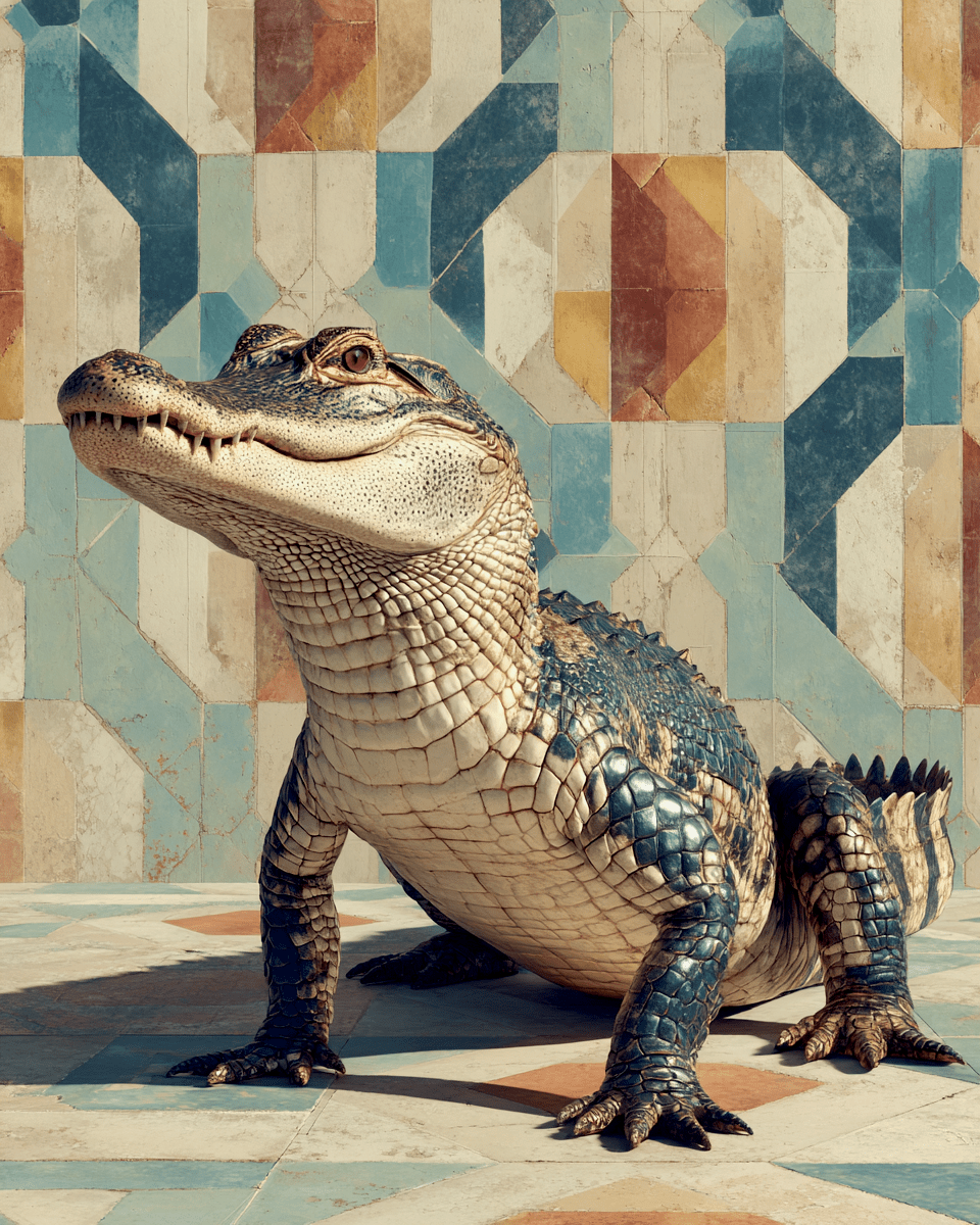 Mowbi - Wholesale Art Print - Grunge Alligator - Zoo Animals - Biophilic Wildlife Art Print - 8"x10" Artwork for 11"x14" Frame0