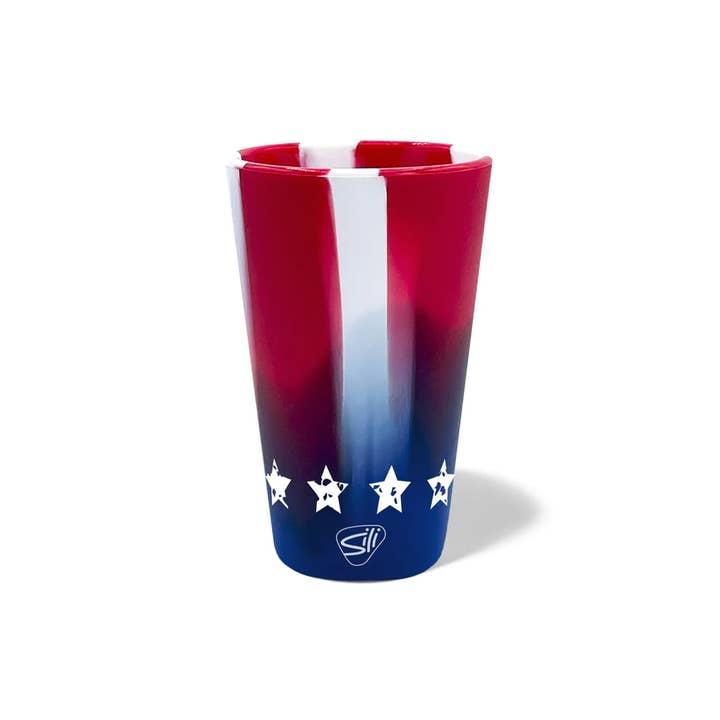 Silipint - Wholesale Drinking Glass/Cup - 16 oz Silipint Silicone Pint Cup - Stars and Stripes