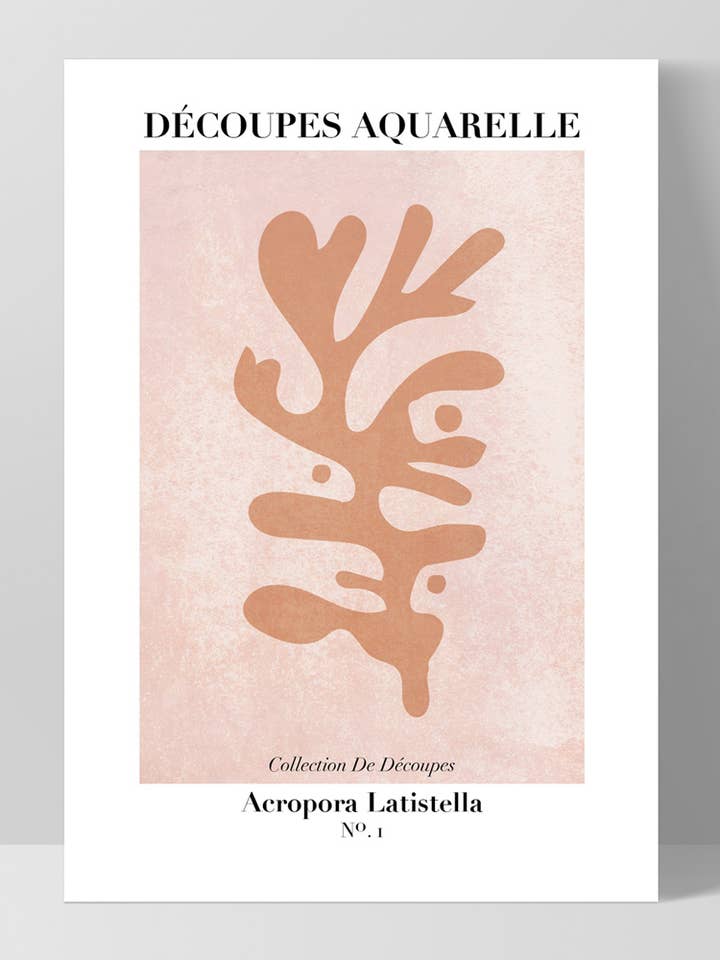 Abstract Coral Shapes Art. Matisse Inspired. Coral Poster for wholesale by PRINT AND PROPER