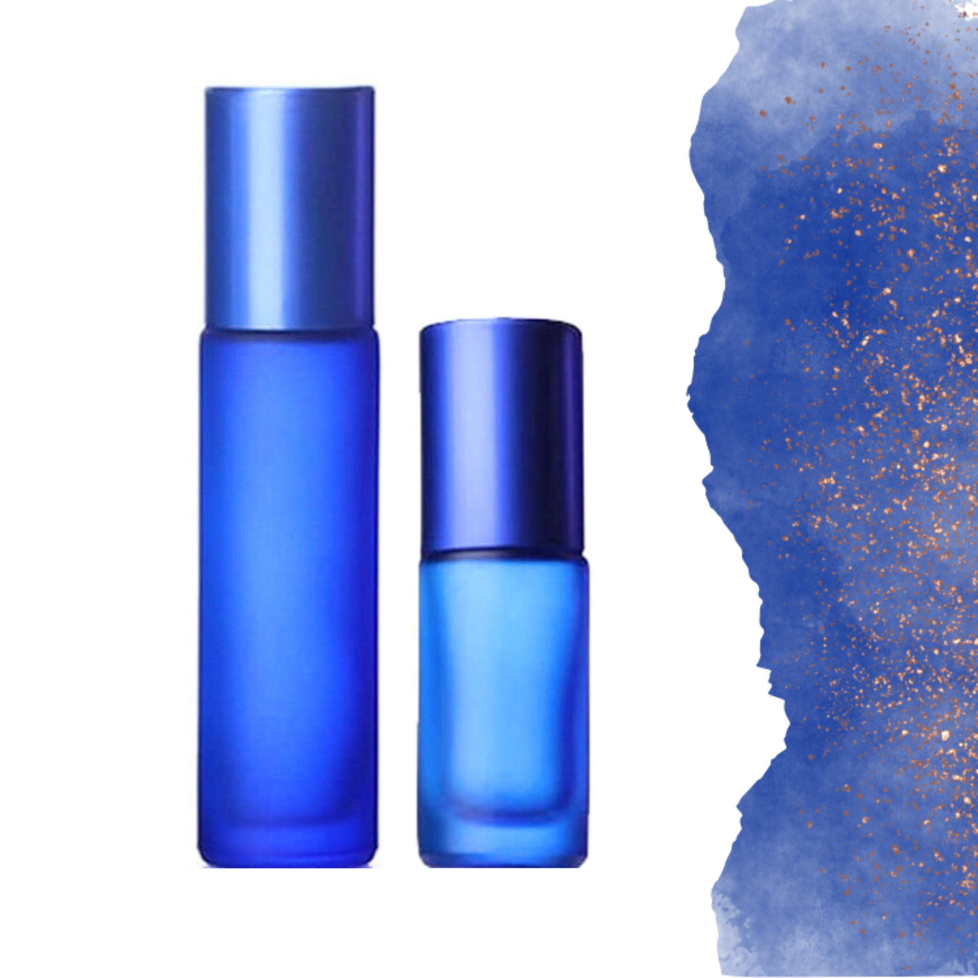 Essential Wellness - Body, Mind, Spirit - Wholesale Essential oil roll-on - FROSTED BLUE Roller Bottle 10/5ml - Choice of Cap & Roller1