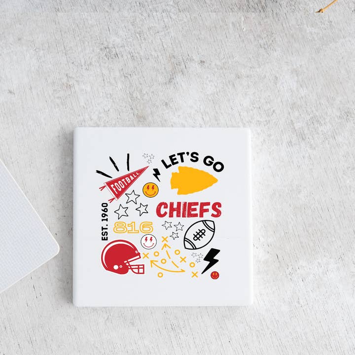 Maple Leaf Market - Vendita all'ingrosso Sottobicchiere - Sottobicchiere in ceramica Kansas City Football Doodle