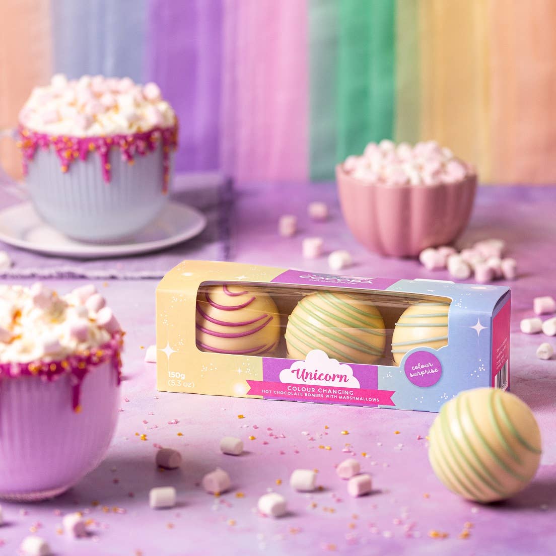 Cocoba - Wholesale Hot Cocoa Mix/Kit - Unicorn Colour Surprise Hot Chocolate Bombes 3 Pack1