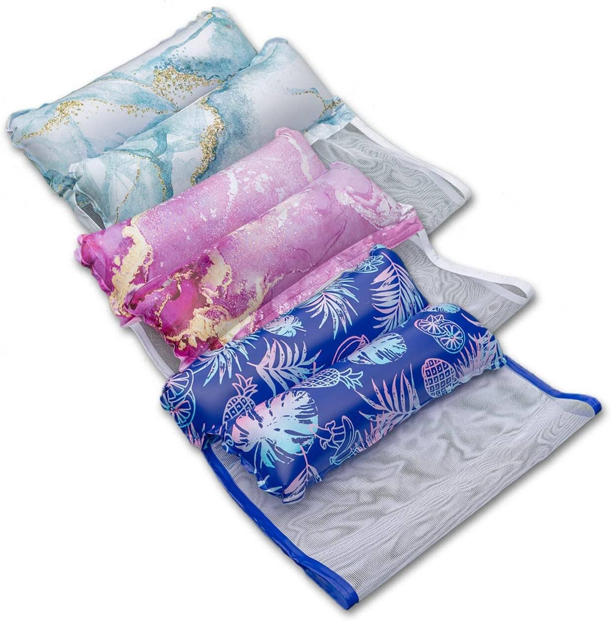 Infinite Basics – Engroshandel Hængekøje – [3-pakke] Premium Pool Floats Oppustelige liggestole - svømmehængekøje til voksne med mesh-bundsæde (bulkpakke)6