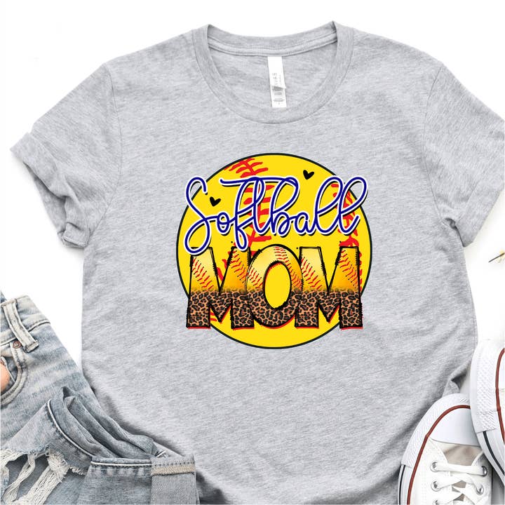 Leopard Softball Mom - Softball DTF Transfer for wholesale by Nashville Design House