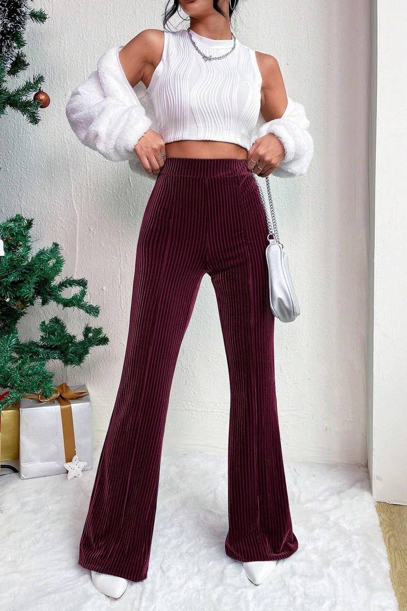 NINEXIS - Wholesale Pants - Women's - CWBLP2056_HIGH WAIST CORDUROY FLARE WIDE LEG SWEATPANTS8