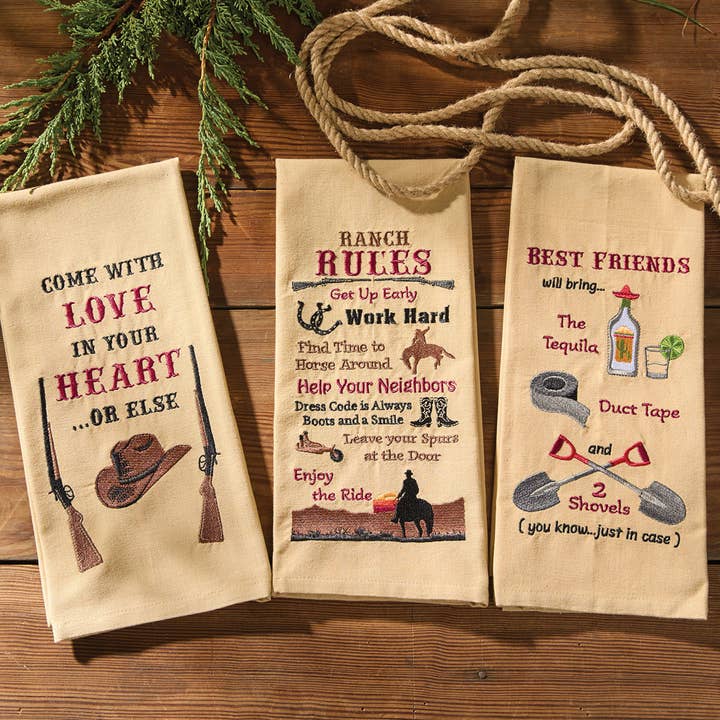 Park Designs - Wholesale Tea Towel - Ranch Rules Embroidered Dishtowel1