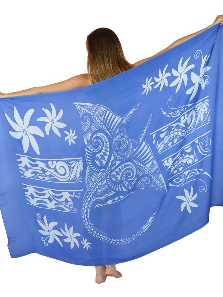 Island Style Clothing Co by Akamai Distribution Ltd - Wholesale Swim cover-up – Women’s - Hawaiian Manta | Tahitian | Blue Beach Wrap | Pareo0