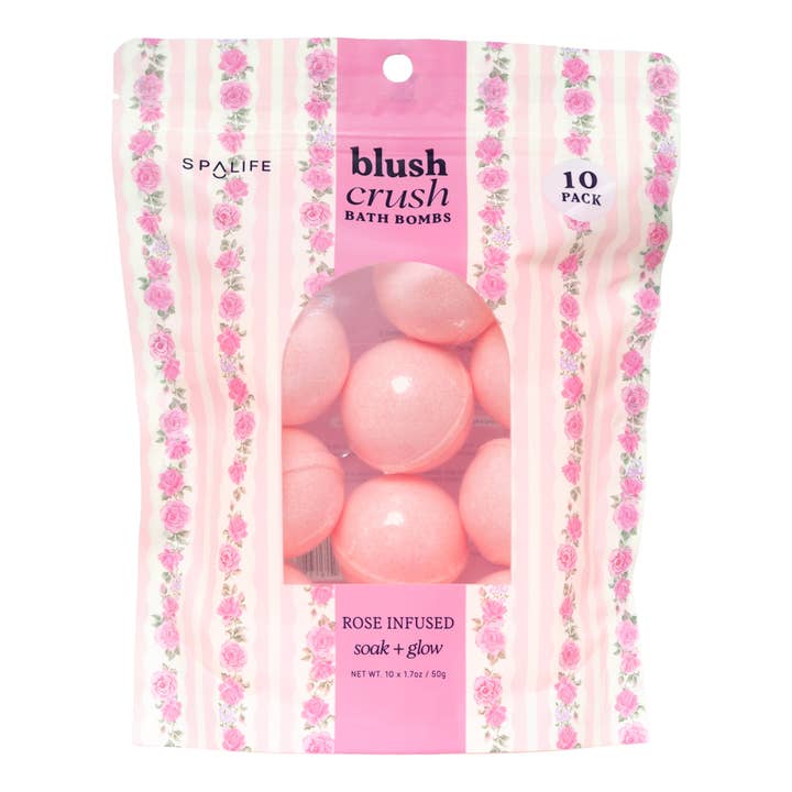 Blush Crush 10-Pack Bath Bombs Rose Infused for wholesale by My Spa Life