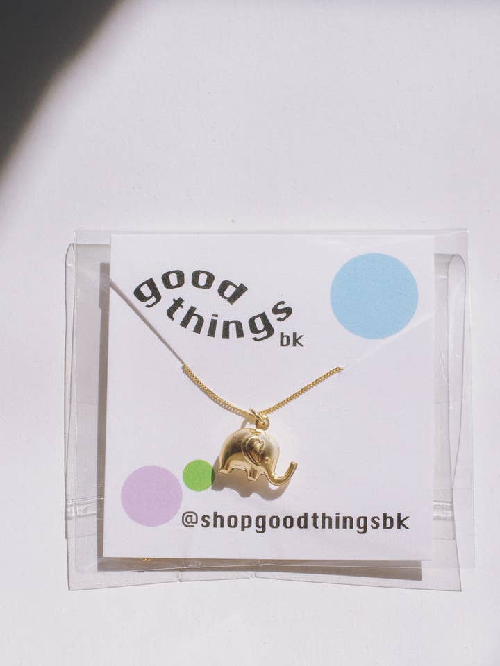 Gold Vermeil Elephant Necklace for wholesale by Good Things BK
