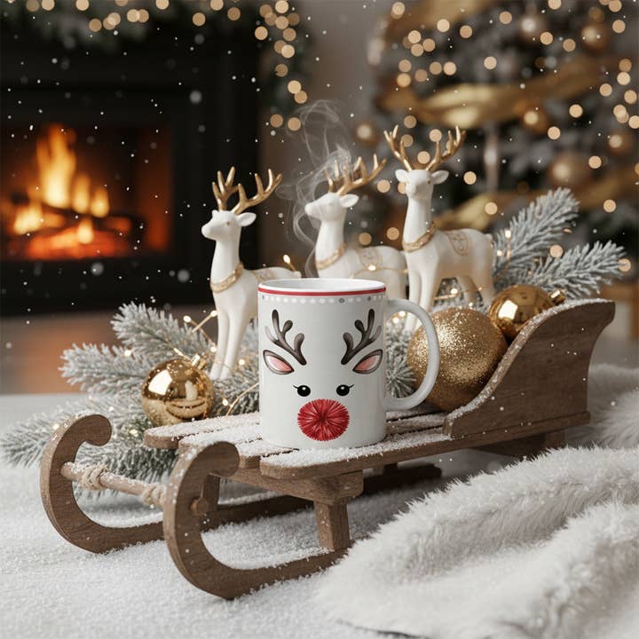 Christmas Reindeer Ceramic Mug - Unique Holiday Cup for wholesale by Aminelle & Willow