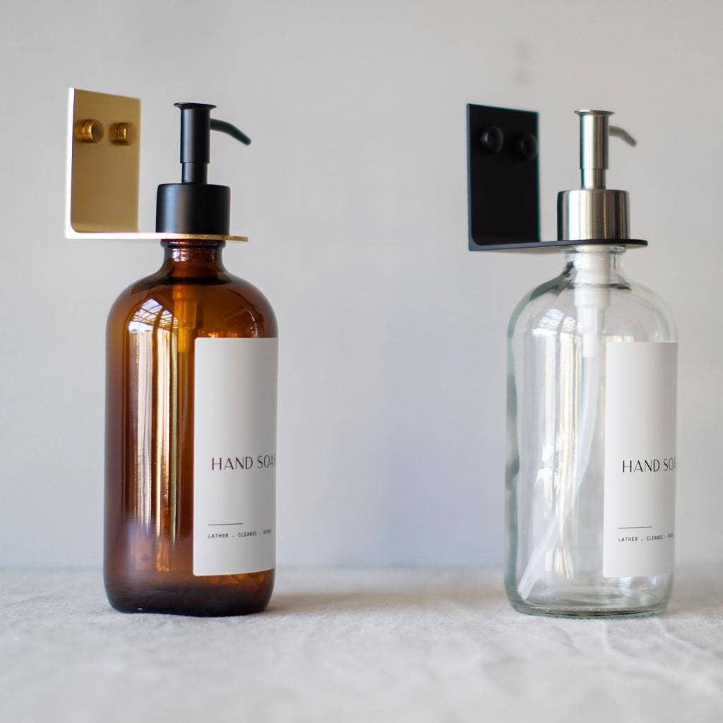 So At Nature - Wholesale Soap Dispenser - Luxury Glass Bottle Set with Wall Mount, Pot Brush and Ceramic Dish - Yuro1